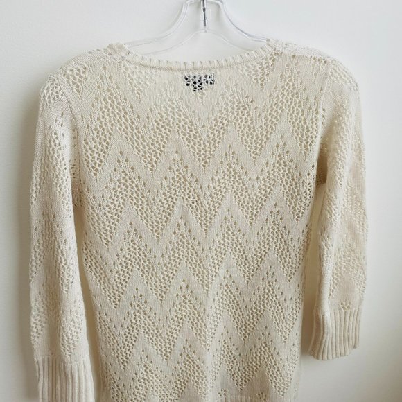 INTROSPECT_Cream openwork knit details sweater - Picture 2 of 3